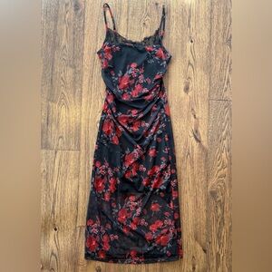 Rose print midi dress